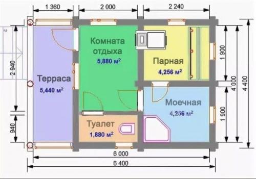 Проекты бань 6 на 6 со вторым этажом. 4х6